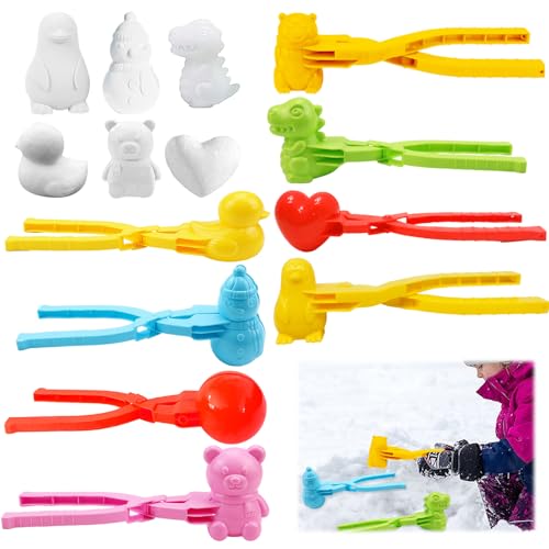 JOKILY 8 Stück Schneeball Former, Schneeballzange, Schneeball Maker, Winter Schneeball Maker, Sandball Schneeball Clip, verschiedenen Formen, Schneeball Clip für Kinder im Freien Spielen Spielzeug von JOKILY