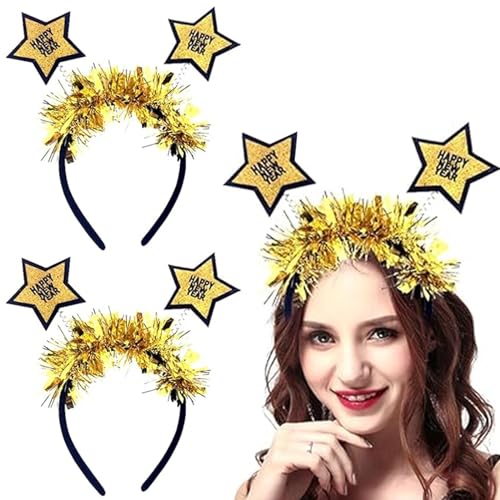 Silvester Haarreif,2025 Happy New Year Kopfschmuck,Haarreif Silvester,Silvester Deko Tiara Stirnband,Silvester Haarschmuck, Silvester Kopfschmuck,Silvester Party Haarreif für die Neujahrsdekoration von JOKILY