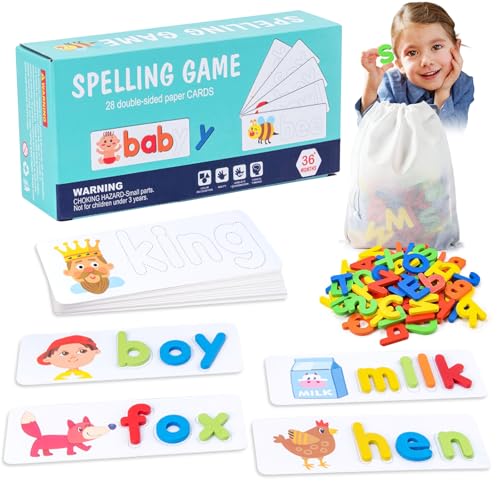 Spielzeug ab 3 4 5 6 7 8 Jahre Mädchen, Buchstaben Lernen Lernspiele ab 3-8 Jahre Kinderspielzeug Steckpuzzle Holz Montessori Spielzeug ab 3-8 Jahre Junge Mädchen Einschulung Geschenk von JOKILY