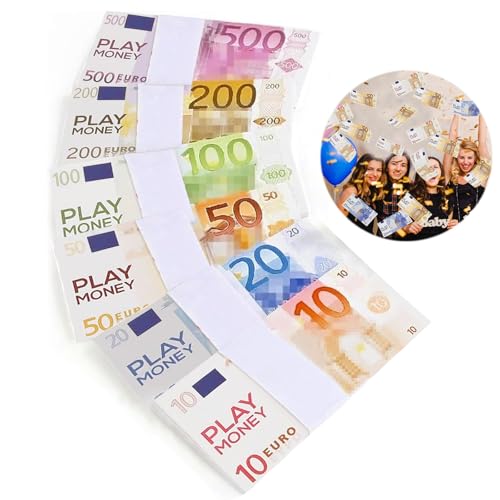 JOKILY Spielgeld Set, Prop Money, Spielgeld Euro Scheine, Filmgeld Geldscheine, Fake Money, Spiel Geld, Cash Toy Kinder-Falschgeldspiel, Movie Money Prop Money für Lern Spiel von JOKILY