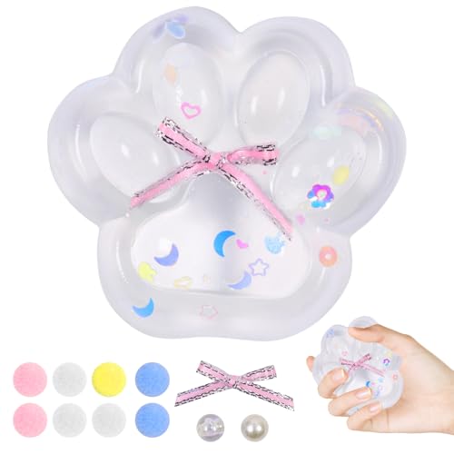 Mini Plüsch Katze Pfote,Plüsch Rebound Spielzeug zum Stressabbau, Squishy, Katzenkralle Quetschspielzeug, Neuheit Cute Soft Cat Paw Squeeze Toys Entspannung für Kinder Mädchen Jungen (3) von JOKILY