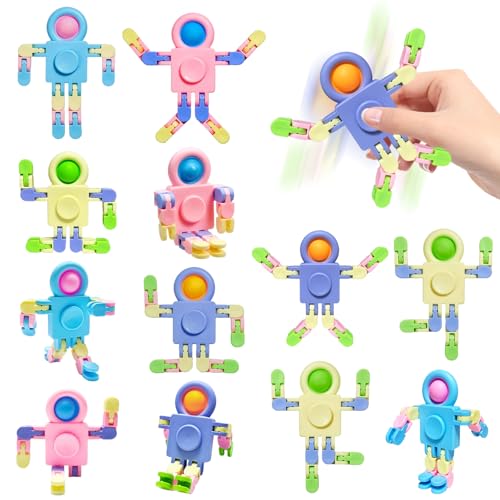 Mitgebsel Kindergeburtstag,12 Stück Fingertip Toy,DIY Verformbare Fingerspitze Toy,Kreisel für Kinder Spielzeug Set,Kindergeburtstag Gastgeschenke für Transformable Chain Roboter Anti Stess Spielzeug von JOKILY