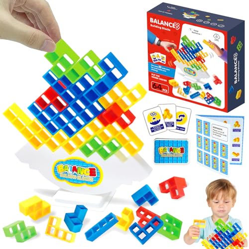 Tetra Tower Spiel, 32pcs Tetris Balance Spielzeug Tower Game, Kreative Stapelspiel Spielzeug, Stapelblöcke Balancing Spiel, Kinder Stapelturm Holz, Puzzlespiele Geschenke für Jungen und Mädchen von JOKILY