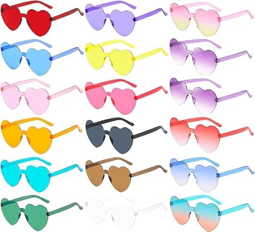 JOLIGAEA 18 Stück Sonnenbrille in Herzform Transparent Bunte Bunte Süßigkeiten Geschenke Junggesellinnenabschied Party für Kinder und Erwachsene von JOLIGAEA