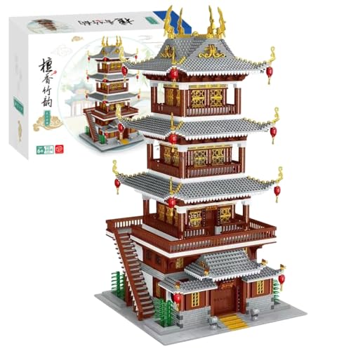 JOMIOD Modular Haus Bausteine, 6134 Klemmbausteine Sandelholz Bambus Reim Chinesische Alte Berühmte Architektur Modular Gebäude, MOC Haus Bausteine Konstruktionsspielzeug für Kinder Erwachsene von JOMIOD