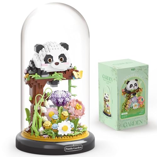 JOMIOD Panda-Blumen-Bauset für Erwachsene, Pflanzenfreunde, Bonsai, Partygeschenke für Kinder, Tierbausteine, Geschenk für Jungen und Mädchen – 999 Teile von JOMIOD