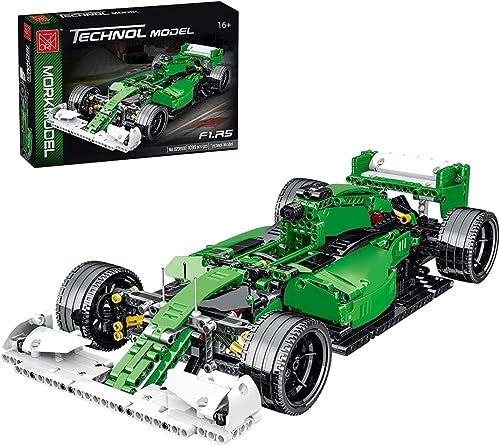 JOMIOD Technik Bausteine ​​Rennwagen Formel F1, 1100 Klemmbausteine 1:14 MOC Technik Sportwagen Modellbausatz, Mork F1 Rennwagen Kompatibel mit Lego (Grün) von JOMIOD