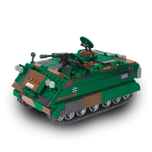 JOMIOD Technik Militär Panzer Transporter Bausteine Bausatz, 735 Klemmbausteine 1:30 WW2 MTW M 113 Panzer Modell, Konstruktionsspielzeug Geschenk für Erwachsene und Kinder von JOMIOD