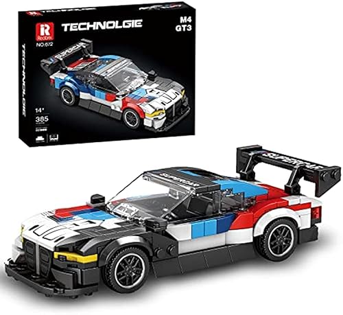 Technik Sportwagen Modellbausatz für BMW M4 GT3, 385 Klemmbausteine MOC Auto Supersportwagen Bausteine Bausatz, Technic Rennauto Modell Konstruktionsspielzeug Kompatibel mit Lego Technic von JOMIOD