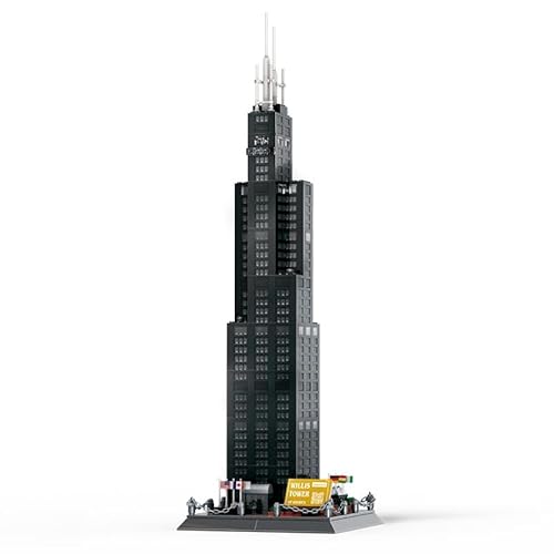 JOMIOD Willis Tower Chicago Bausteine Bausatz, 1235 Klemmbausteine Modular Haus Architektur Modellbausatz, Weltberühmtes Architektur Modell Spielzeug, Geschenk für Erwachsene und Kinder von JOMIOD