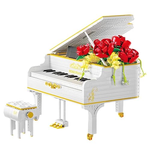 Konzertflügel Bausteine Bausatz, 1293 Klemmbausteine Klavier Piano Architektur Spielzeug Modellbausatz, Piano mit Hocker und Notenhalter, Konstruktionsspielzeug Nicht Kompatibel mit Lego von JOMIOD