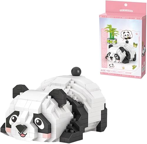 Kreativ Panda Micro Bauklötze, 340 Klemmbausteine Panda liegt flach Modular Baukasten, Pandabär Tier Bausteine Spielzeug, Dekoration für Kinder, Geschenk, Nicht Kompatibel mit Lego von JOMIOD