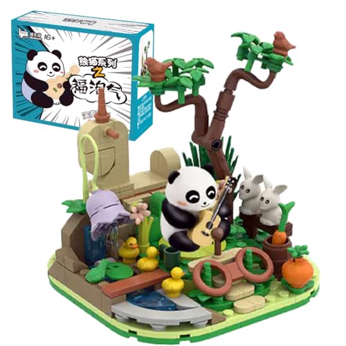 Kreativ Panda Micro Bauklötze, MOC Klemmbausteine Pandabär Tier Bausteine Spielzeug, Regenwald Pflanzen Wald Bäume Blumen Büsche Tiere Zubehör Botanische Kompatibel mit Lego von JOMIOD