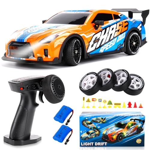 JONRRYIN Drift Ferngesteuertes Auto, 1:14 RC Drift Car, 4WD Fernbedienung Rennwagen mit Driftfunktion, LED-Leuchten, 25km/h, Spielzeugauto für Erwachsene und Kinder ab 8 Jahre älter von JONRRYIN