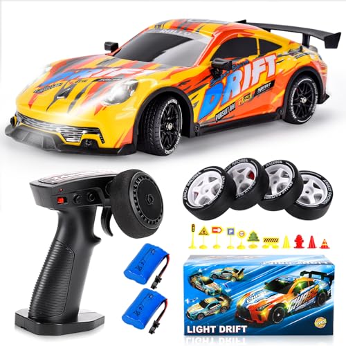 JONRRYIN Drift Ferngesteuertes Auto, RC Drift Car, 1:14 4WD Fernbedienung Rennwagen mit Driftfunktion, LED-Leuchten, 25km/h, Spielzeugauto für Erwachsene und Kinder ab 8 Jahre älter von JONRRYIN