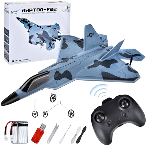 JONRRYIN Ferngesteuertes Flugzeug,F-22 RC Flugzeug,Schaumstoff Flugzeug Ferngesteuert Leicht mit LED-Licht,Flugzeug Spielzeug für Kinder und Anfänger Geeignet von JONRRYIN