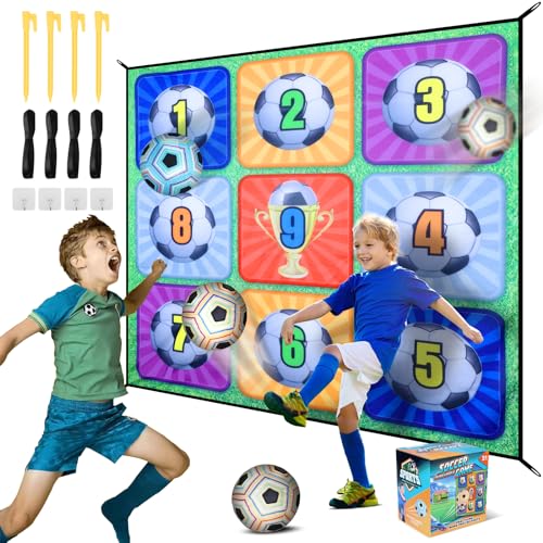 JONRRYIN Fußball Spielset für Kinder, Fußball Spielmatte Set Faltbare Flanell Fussballtor mit Wertungszahlen und Klebstoff Fußball für Kinder für Garten Indoor Outdoor Spiele (Grün) von JONRRYIN