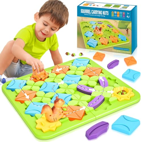 JONRRYIN Logische Straße Builder Puzzle, Kinder Labyrinth Puzzle Brettspiele Logischer Straßenbauer Großes Brettspiele, Logik Gehirn Lernspielzeug Geschenke für Jungen Mädchen 4 von JONRRYIN