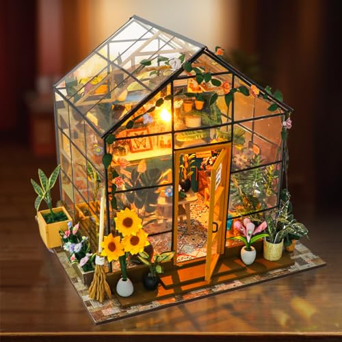 JONRRYIN Miniatur Haus, DIY Miniature House, 3D Puzzles Holz, Mini Garden Shed, Puppenhäuser Set mit LED Lampe und Anweisungen für Hausdekoration Kreative Geschenken (A) von JONRRYIN