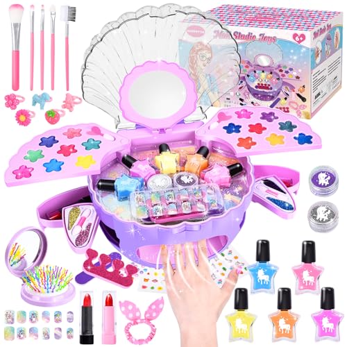 JONRRYIN Nagelstudio Kinder Mädchen, Geschenke für Mädchen Nagellack Set, Nageldesign Kinder Mädchen, Schminkkoffer Mädchen, Nageltrockner Kinder Mädchen für Geburtstag 6 7 8 9 11 12 Jahre (Lila) von JONRRYIN