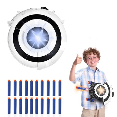 JONRRYIN Captain Schild Launcher, Dartscheibe für Kinder mit 20 Darts, Doppelseitige Dartspiel, Wurfspiel Schaumstoff-Blaster Geschenk Outdoor von JONRRYIN