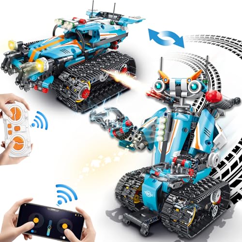 JONRRYIN Technik Ferngesteuert Roboter für Kinder, 701 Stücke 2 in 1 Fernbedienung Roboter und Geländewagen Bauspielzeug, Roboter Programmierbar per APP und Fernbedienung Geschenk für 8-12 Jahren von JONRRYIN