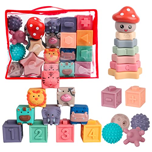 JOPHEK Baby Spielzeug, 23Pieces Montessori Spielzeug Baby Babyspielzeug 0 3 6 9 12 Monates, Sensorisches Baby Spielzeug 12-18 Monates von JOPHEK