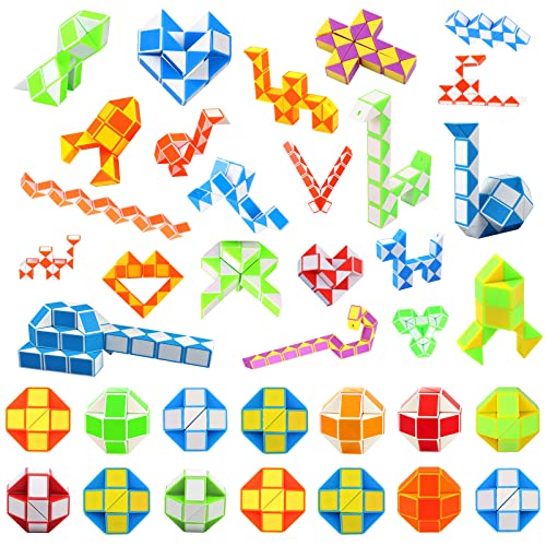 JOPHEK Magic Snake, Mini Magical Snake Dice Kindergeburtstag Party Favours Geburtstagsgeschenke für Kinder (36P 24Blocks) von JOPHEK