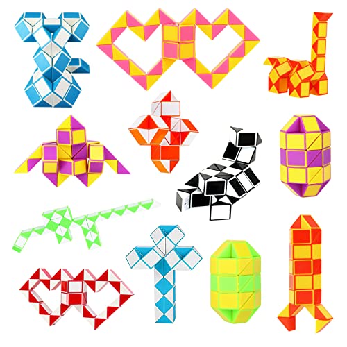 JOPHEK Magic Snake, Mini Magical Snake Dice Kindergeburtstag Party Favours Geburtstagsgeschenke für Kinder (12P 48Blocks) von JOPHEK