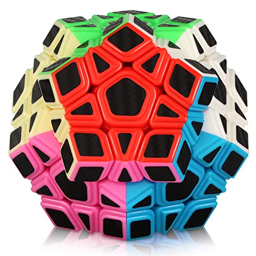 JOPHEK Zauberwürfel Megaminx, Megaminx Cube 3x3 Speed Cube Magischer Würfel Dodekaeder, Easy Twist and Gentle Play (Aufkleber aus Kohlefaser) von JOPHEK