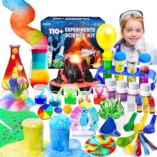 JOPSHEEN 110+ Wissenschaft Experimente für Kinder, STEM Aktivitäten Wissenschaftler Spielzeug Geschenke für Jungen Mädchen, Chemiebaukasten, Vulkan Experiment, Geschenk Lernspielzeug von JOPSHEEN
