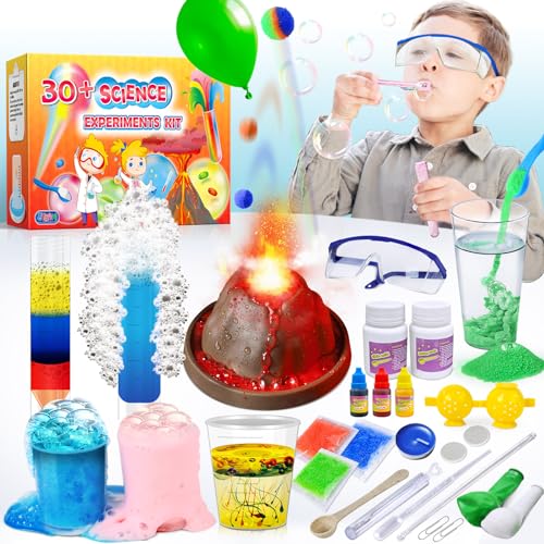 JOPSHEEN 30+ Experimente für Kinder, Wissenschaft Projekt STEM Spielzeug für Mädchen, Vulkan, Chemiebaukasten, Gummiball Machen Fun Science von JOPSHEEN