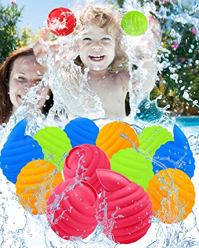 Wasserballons,12 Stück Wasserbomben Selbstschließend Wiederverwendbar, schnell befüllbare Wasserbälle, selbstdichtende Wasserspritzbomben für Kinder, Sommerspiel im Hinterhof Pool Strandspielzeug von JORAKI