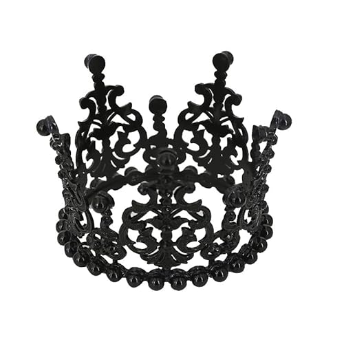 Frauen Mädchen Retro künstliche Perlenkrone Braut Tiara Tortenaufsatz Dekoration für Party Hochzeit Geburtstag (schwarz) von JORCEDI