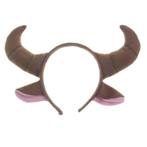 JORCEDI Braun Nette Stier Horn Kostüm Party Haar Stirnband Für Mädchen Frauen Halloween Kostüm Dress Up Party Bevorzugungen, Halloween Cosplay Party Haar Zubehör von JORCEDI