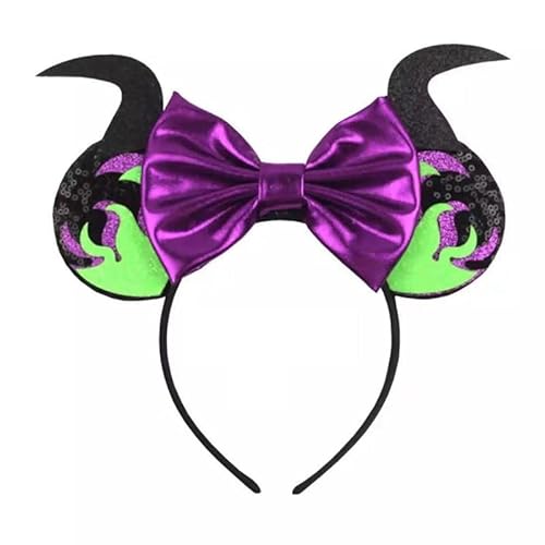 JORCEDI Deluxe-Ohren-Haarreif mit Maus, Maleficent, Halloween-Stirnband für Kostüm, Verkleidungszubehör, Halloween-Partygeschenk, Cosplay (03) von JORCEDI