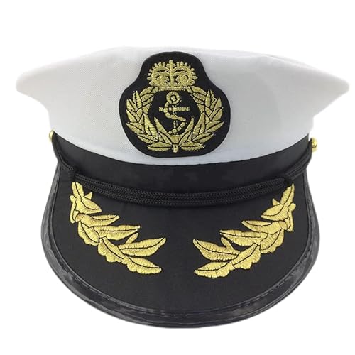 JORCEDI Sailor Marine Captains Navy Skipper Hat Cap Yacht Unisex Party Accessories Fits Most Men and Women (03) von JORCEDI