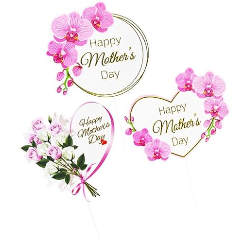 JORCEDI Tortenaufsatz "Happy Mother's Day", rosa Herz-Blumenaufsätze, Cupcake-Topper für Happy Mothers Day, Kuchen, Backen, Esszimmer, Tischdekoration, Cupcake-Dekoration, 15 Stück von JORCEDI