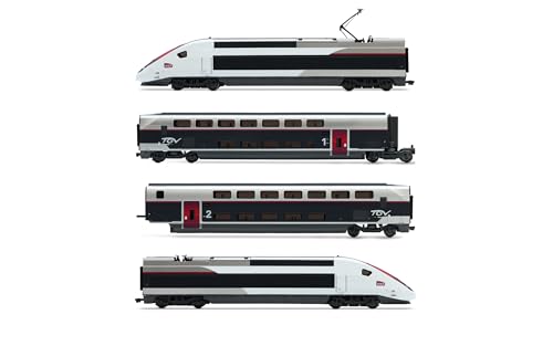 Jouef HJ2451S TGV Duplex Carmillon, 4 Einheiten Pack mit Lok, Dummy-Lok und 2 Endkutschen, ep. VI, mit DCC Sounddecoder Loco - Elektro von JOUEF