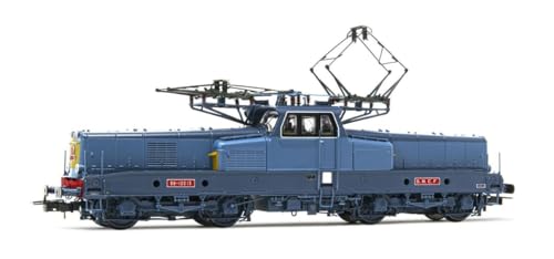 SNCF BB12013 Elektrolokomotive mit 4 Achsen, mit 2 + 2 Lampen vorn, blau-gelb lackiert mit roten Schildern, Periode III von JOUEF