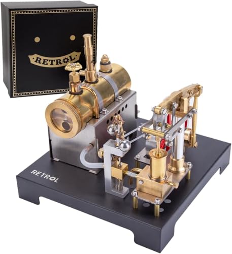 JOYARCH Beam Dampfmaschinen Bausatz, Retrol Vollmetall Horizontaler Kessel Dampfmaschinen Modell Physikexperiment Spielzeug für Erwachsene (84 Teile) von JOYARCH