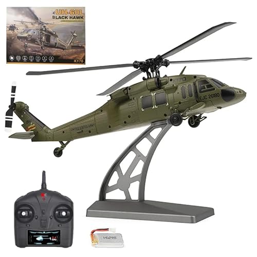 JOYARCH K170 UH-60L RC Helikopter mit 6-Achsen Gyro, 4CH Bürstenloser Motor Militär RC Hubschrauber für Erwachsene, Abheben/Landen mit Einer Taste von JOYARCH