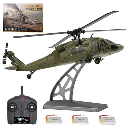 JOYARCH K170 UH-60L RC Helikopter mit 6-Achsen Gyro, 4CH Bürstenloser Motor Militär RC Hubschrauber für Erwachsene, Abheben/Landen mit Einer Taste von JOYARCH