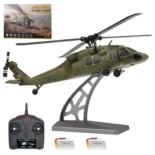 JOYARCH K170 UH-60L RC Helikopter mit 6-Achsen Gyro, 4CH Bürstenloser Motor Militär RC Hubschrauber für Erwachsene, Abheben/Landen mit Einer Taste von JOYARCH