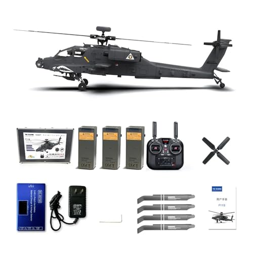 JOYARCH YUXIANG F11-S RC Hubschrauber, AH64 6CH 6G/3D-Stunt GPS Helikoptermodell mit Zweiachsiger Co-Antrieb Flybarless, 1/32 RC Militärflugzeug Spielzeug (RTF Version) von JOYARCH