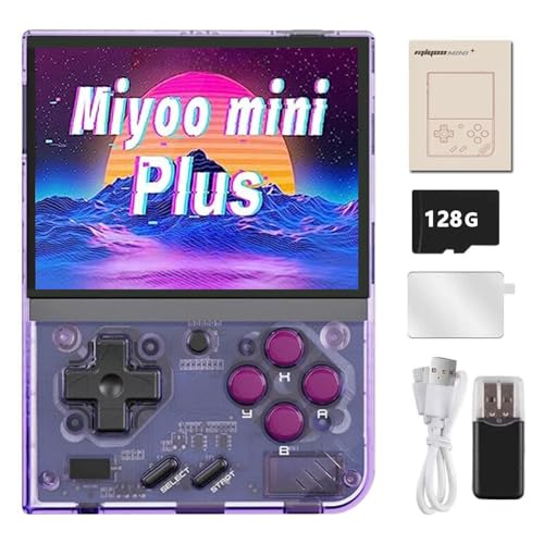 MIY-OO Mini Plus Retro Handheld Spielkonsole 128G TF Karte mit 11000+ Spielen, OnionOS Linux System 3,5 Zoll IPS Bildschirm Tragbare Videospielkonsole Kindergeschenk von JOYARCH