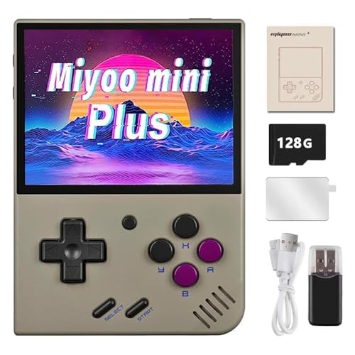 MIY-OO Mini Plus Retro Handheld Spielkonsole 128G TF Karte mit 11000+ Spielen, OnionOS Linux System 3,5 Zoll IPS Bildschirm Tragbare Videospielkonsole Kindergeschenk von JOYARCH