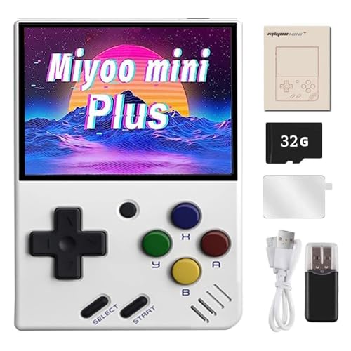 MIY-OO Mini Plus Retro Handheld Spielkonsole 32G TF Karte mit 5000+ Spielen, OnionOS Linux System 3,5 Zoll IPS Bildschirm Tragbare Videospielkonsole Kindergeschenk von JOYARCH