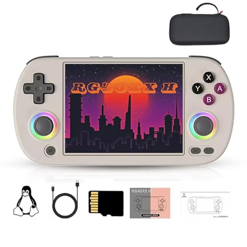 RG40XX H Retro-Handheld-Spielkonsole 128G mit 13000+ Spielen, Linux 64-Bit-System, 4-Zoll-IPS-Bildschirm, Videospielkonsole, unterstützt 5G WiFi Bluetooth (mit Tasche) von JOYARCH