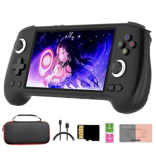 RG556 Retro-Handheld-Spielkonsole, Android 13 Unisoc T820 13,9 cm (5,4 Zoll) AMOLED-Bildschirm, unterstützt WiFi-Videospiel-Player für Erwachsene und Kinder (4 + 128 G), mit Tragetasche von JOYARCH